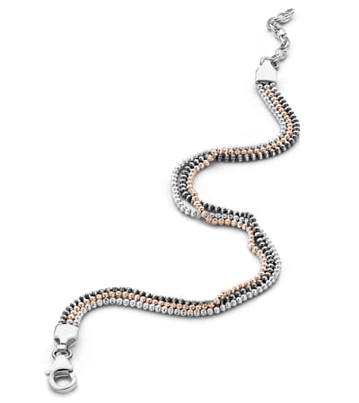 Orphelia Vrouwen 925 Sterling Zilveren Armband - Zilver/Roségoud/Zwart ZA-7203