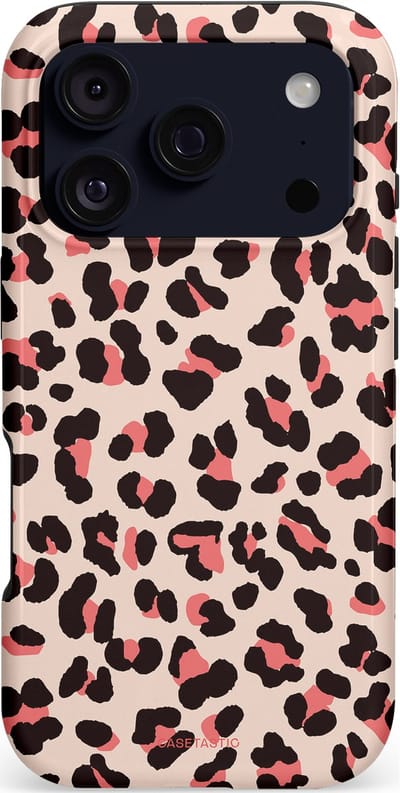 Casetastic hoesje geschikt voor Apple iPhone 17 Pro - MagSafe - Dubbellaagse bescherming - Tropische Panter - Fashion Case - Zand Zwart Koraal