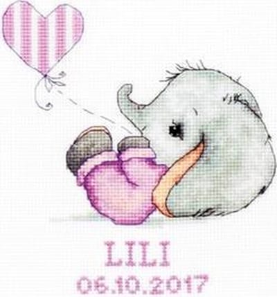 Luca-s borduurpakket olifant met hart meisje om te borduren b1133