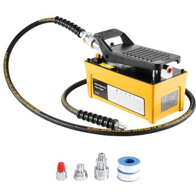 VEVOR 10.000 PSI luchthydraulische pomp, 1,6 l olietank, NPT 3/8 inch olie-uitlaat, NPT 1/4 inch inlaat, luchtbediende voetpomp met aluminium behuizing, voor autoreparatieframemachine en hydraulische pers