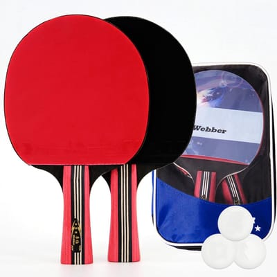 Tafeltennisrackets Set - Pingpong Batjes - Familie Entertainment - 5-Laags Houten Blad - 12mm Dik - Rood