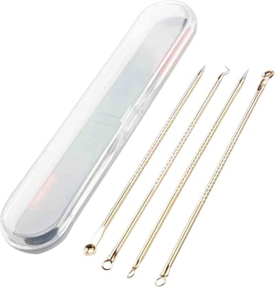 Mee-eters verwijderen - Blackhead remover - Puistjes - Professionele kit - 4 luxe puisten lepels - Mee eter lepel - Acne set - goud