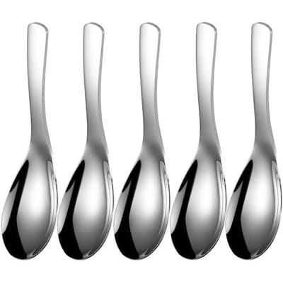 5 stuks Roestvrijstalen Lepel Lepel Huishouden Creatieve Roestvrijstalen Eetlepel Soeplepel Kleine Lepel Lepel Kinderen Diner gray