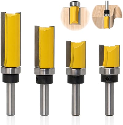 Dailygoods- Frezen Set van 4 - Frees Cutter - Groef Cutter - Ball Bearing - Houtbewerking - 8 mm Schacht - Schokbestendig en slijtvast