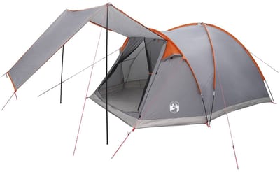 vidaXL - Huisje - Tent - 4-persoons - Grijs - en - Oranje - Polyester - en - Staal