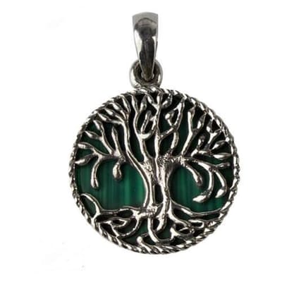 Hanger - Tree of Life - 925 silver Malachit
