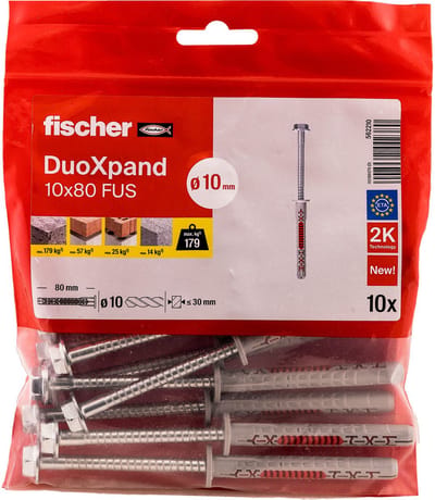 Fischer - Constructieplug - DuoXpand - 10 x 80 FUS - Verzonken kop (10 stuks)