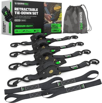 Intrekbare spanbanden 540 kg - 4 stuks 2,5 cm x 3 m met gewatteerde handgrepen voor boot en aanhanger