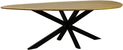 Eettafel Kiezel mangohout met facetrand 200x120 cm - organische vorm - naturel