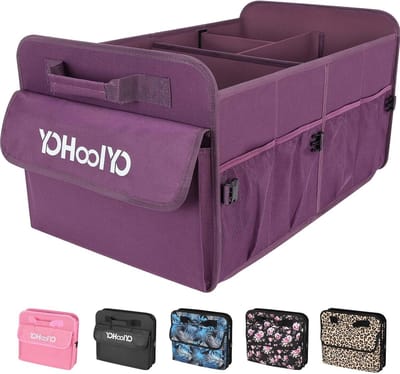 Opvouwbare kofferbaktas, 72 liter, ondersteunt 36 kg, 600D Oxford-weefsel, waterdicht, antislip, met handgrepen, paars, 60 x 37 x 32,5 cm