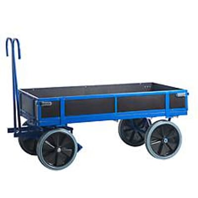 Handtrekwagen, met boorden, massief rubber, 960 x 660