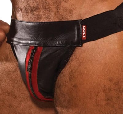 Colt Leather Zip Jock - Red