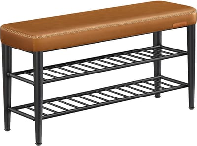 Schoenenbank – EKHO Collectie – Met Naden – 30 x 100 x 50 cm – Karamelbruin