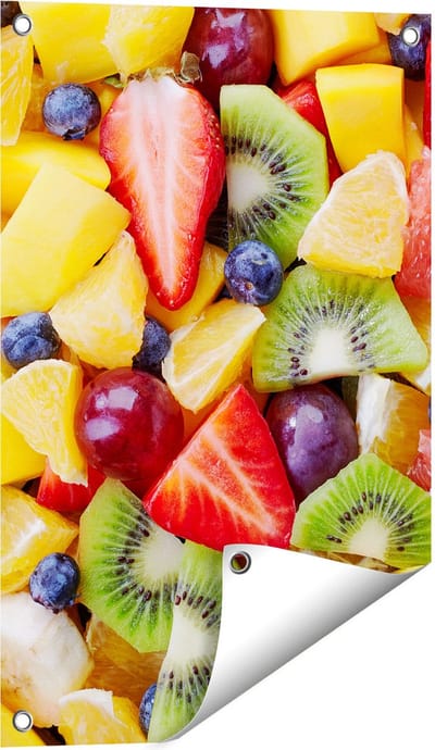 Gards Tuinposter Diverse Kleurrijke Fruit Achtergrond - 40x60 cm - Tuindoek - Tuindecoratie - Wanddecoratie buiten - Tuinschilderij