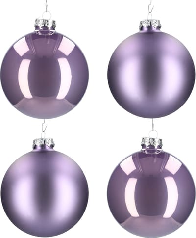 Glazen kerstballen - Set van 4 stuks/100mm - Luxe kerst decoratie - Sfeervolle kerstversiering voor in de kerstboom - Glas - Frosted Lilac - Donkerpaars