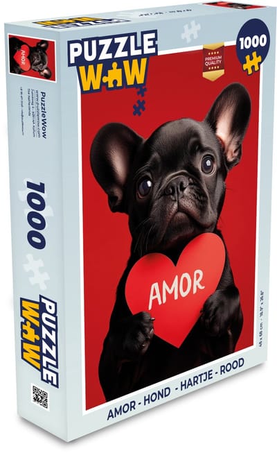 Puzzel Amor - Hond - Hartje - Rood - Legpuzzel - Puzzel 1000 stukjes volwassenen