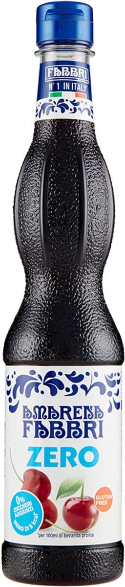 Fabbri 1905 - Amarena Zero 560ml | Zonder toegevoegde suiker en glutenvrij | fles met hersluitbare dop