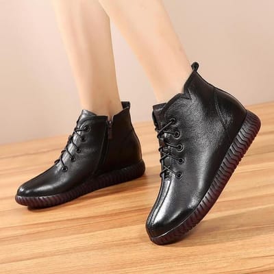 Platte Schoenen Dames Laarzen Enkellaarsjes Winter Pluche Damesschoenen Nieuwe Modieuze Dikke Zool Ronde Neus Zijrits Oxford Schoenen 40