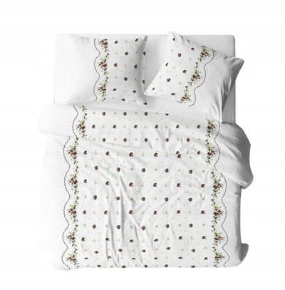 Kora Beddengoed 140x200 Rood Rand Knopen 100% Katoen