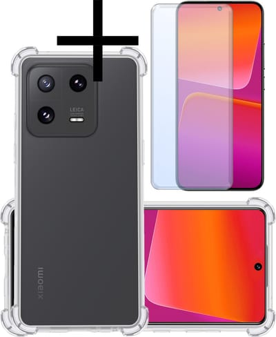 Hoesje - Met Screenprotector - Geschikt voor Xiaomi 13 - Sterk & Shockproof - Siliconen Case - Back Cover - Telefoon Hoes - Shock Proof - Transparant