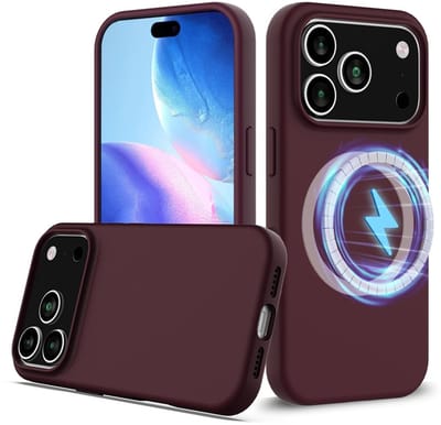 Lunso Geschikt voor iPhone 17 Pro Max hoesje - Flexibel siliconen Backcover met magnetisch - Bordeaux Rood