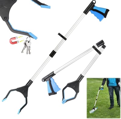 Opvouwbare grijptang 81 cm aluminium grijper met sterke grip en magnetische punt voor afvalverzameling en armverlenging