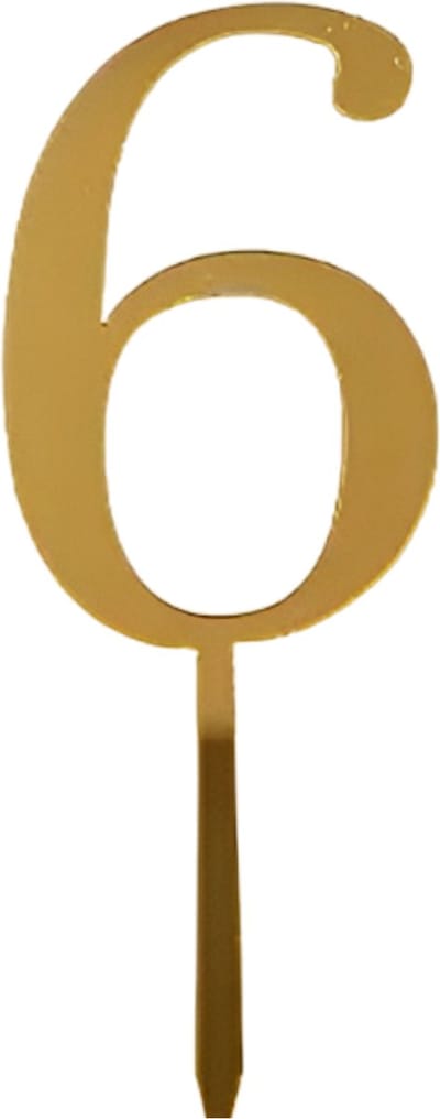 Cake Topper Cijfer 6 - Goud - 1 Stuk - Taarttopper - Taartdecoratie - Taartversiering