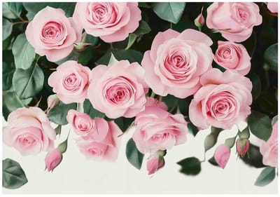WALLARENA - Fotobehang - 150x105 cm - Roze hangende rozen bloemen voor slaapkamer en woonkamer