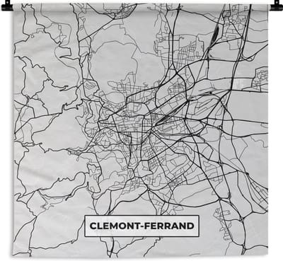 Wandkleed - Wanddoek - Stadskaart - Frankrijk - Kaart - Clemont-Ferrand - Plattegrond - 180x180 cm - Wandtapijt