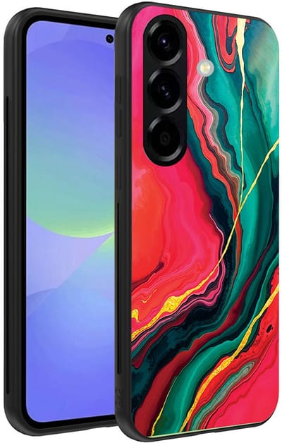 Smartphonica Telefoonhoesje Geschikt voor Samsung Galaxy A36 met Rood Groen Marmer Opdruk - TPU Backcover Case Red Green Marble Design geschikt voor Samsung Galaxy A36