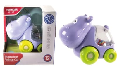 Kidsfun baby nijlpaard auto - speelgoedauto voor peuters - motoriek.