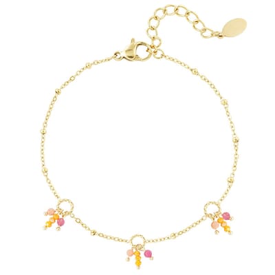 Enkelbandje summer fiesta pink - stainless steel - goud - kadotip