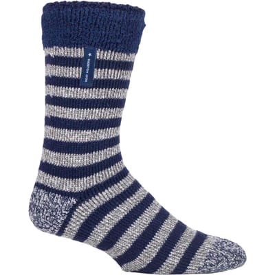 Heat Holders - Luxe fleece gevoerde bedsokken voor heren - Navy Stripe (Lumi)