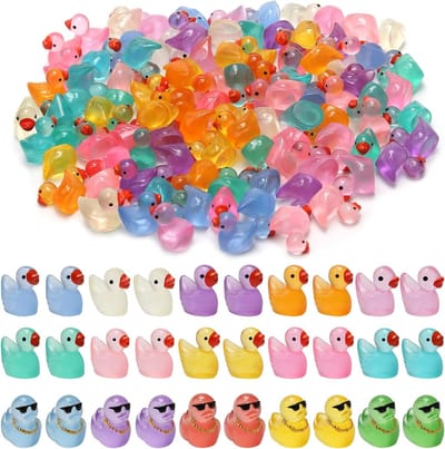 Kleurige Luminous Mini Eendjes voor Aquariums, Miniatuurtuinen en DIY Landschappen - 120 Stuks Decoratie