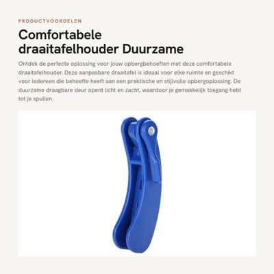 Dailygoods- Draaitafelhouder Duurzaam - Aanpasbare Draaitafel - Draagbare Deur - Lichtgewicht - Zachte Opening - Sleutelopslag