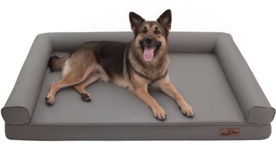 BingoPaw Orthopedisch hondenbed - grote honden 97 x 73 cm - afneembaar waterdicht kunstleer - hoes hondenmand hondenmatras voor grote honden - comfortabel en verkoelend voor binnen en buiten - grijs