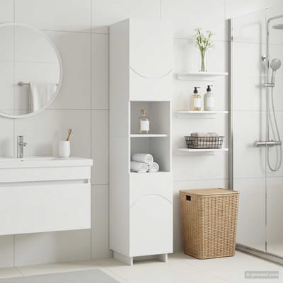 vidaXL - Badkamerkast - Hoogglans - Wit - 36.5 - x - 38 - x - 180 - cm - Bewerkt - hout