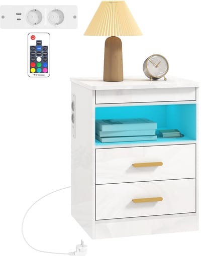 HOMCOM Nachtkastje-MDF-45L x 40B x 59H cm-Hoogglans