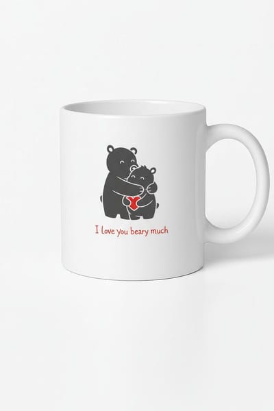 Mok "I Love You Beary Much" - Lieve Beren Knuffel met Rood Hart - Romantisch Cadeau