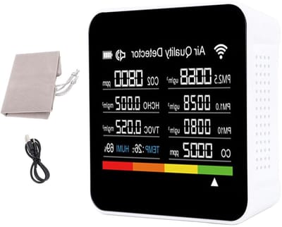 Luchtkwaliteitsmeter - Binnenlucht Monitor - Gezonde Leefruimte - 14 Detectie Functies - Compact Ontwerp - Wit