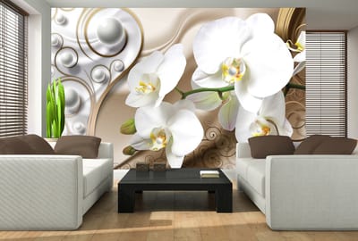 Abstract Orchid Flower Design Photo Wallcovering