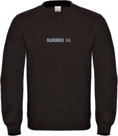 Sweater Zwart L - nummer 14 - grijs - soBAD. | Sweater unisex | Sweater man | Sweater dames | Voetbalheld | Voetbal | Legende