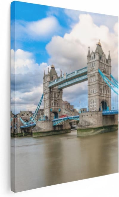 Artaza Canvas Schilderij Londen - 30x40 cm - Klein - Wanddecoratie Tower Bridge - Muurdecoratie Stad - Kamer Accessoires