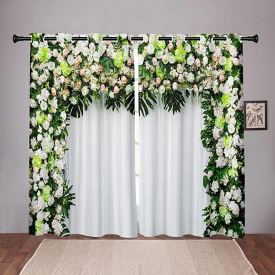 Nieuwe Kleurrijke Flawer Bloemen Meisje Verduisterende Raamgordijnen voor Kinder Slaapkamer Woonkamer Badkamer Kicthen Deur Thuis Hoge Verduistering W55 X H120cm X 2&Grommet Top white