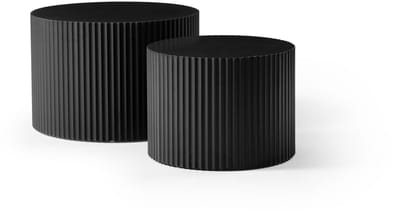 Nesttafels Rond - 2-delige Salontafel Set Met Reliëfpatroon - Ruimtebesparend Design - Geen Montage Nodig - Voor Woonkamer, Slaapkamer Of Balkon - Mat Zwart