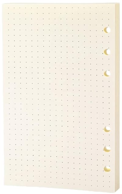 Notitieboek Navulling voor Ringband, Dotted Papier 45 Vellen, A6 Formaat, Geschikt voor Persoonlijke Agenda en Journaling, 100gsm Kwaliteit