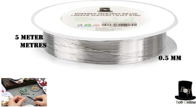 Bob Online ™ - 1 Stuk – 0.5 mm - Zilver – Koperen Sieraden Draad (ca. 5 Meter) – 1 Piece – 0.5 mm – Silver – Copper Jewelry Craft Wire (± 5 Metres) – Doe-het-zelf Sieraden Draad – DIY Jewelry Wire – Sieraden Draad – Jewelry Wire – Ambachtelijke Draad