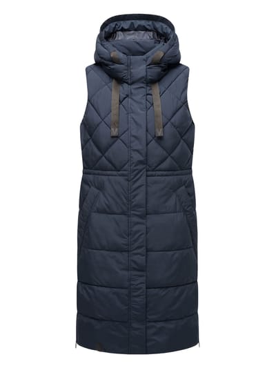 Marikoo lange gewatteerde damesbodywarmer met capuchon – Narikaa