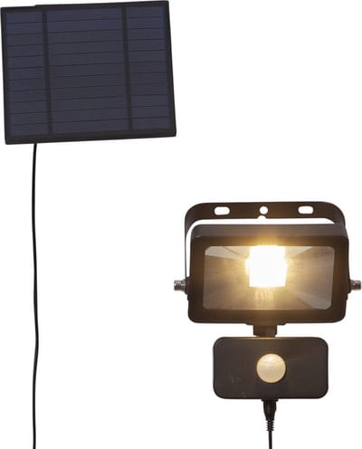 Star Trading Solar Spotlight Powerspot, zwart, verlichting, LED, schemersensor, bewegingssensor, warm wit, buiten, 15 cm