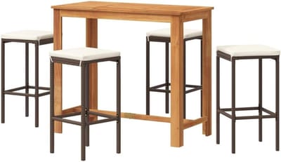 Tuinmeubelset Bar - Outdoor Barset Krukken - Buiten Ontspannen - Acaciahouten Tafelblad - 120 x 60 x 105 cm - Bruin